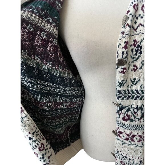 Northern Reflections Heart Cardigan Nordic Fair Isle Sweater Cotton Wool Large - Picture 3 of 9